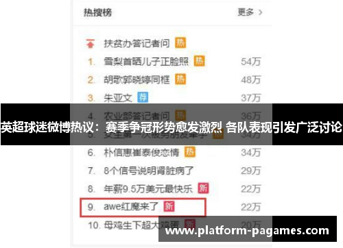 英超球迷微博热议：赛季争冠形势愈发激烈 各队表现引发广泛讨论