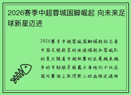 2026赛季中超蓉城国脚崛起 向未来足球新星迈进 2026赛季中超蓉城国脚崛起 向未来足球新星迈进
